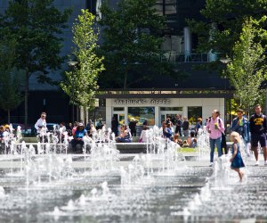 There are a host of spraygrounds in the Center City area, like the Fountain at Dilworth Park.  Photo courtesy of Center City District