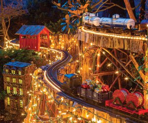 Holiday Garden Railway: Nighttime Express is a festive must-see for visitors of all ages. Photo courtesy of the Morris Arboretum