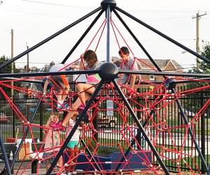Kids can do the spider climb and so much more at the Memorial Park Playground. 