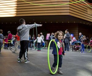 Gather in the Kimmel Center's plaza for Family Fundays, a free morning of art, music, and interactive activities. Photo courtesy of the event