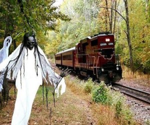   All aboard the train at New Hope Railroad for a 45-minute trick-or-treat train ride. Photo courtesy of the railroad