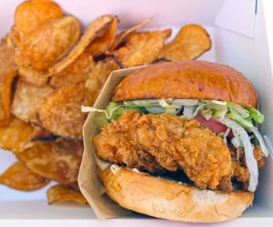 Fried chicken sandwich and fries