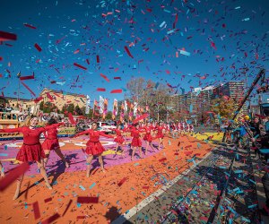 Philadelphia Thanksgiving Day Parade 2021: Start Time, Parade Route, and Info Dancers and confetti in front of the Philadelphia Museum of Art. Photo courtesy of 6abc 'Dunkin Thanksgiving Day Parade.