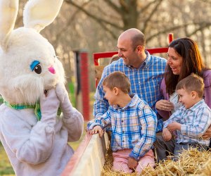 Hop aboard a hayride as it carries you through the woods to visit the Easter Bunny's house where you'll have the chance to meet Linvilla's Easter Bunny! Photo courtesy of Linvilla Orchards