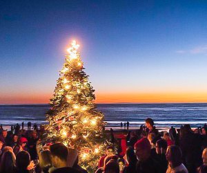 Christmas tree lightings on the beach are a beautiful sight. Photo courtesy of Visit Newport Beach