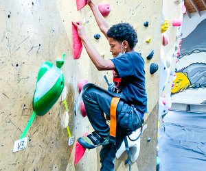 Obstacle courses and climbing gyms provide indoor fun for big kids. Photo courtesy of Brooklyn Boulders