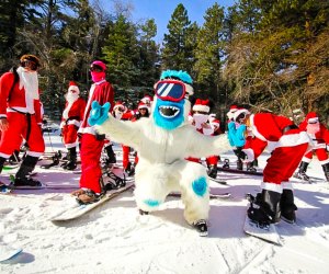 All Santas skis for free! Giant Yeti may have to pay full price. Photo courtesy of Mountain High Resorts