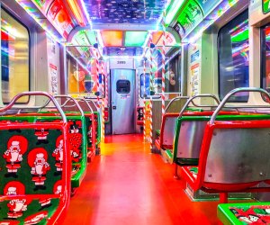 CTA holiday trains are decorated festively.