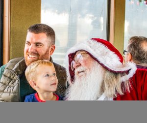 Mingle with Santa Claus while aboard a holiday train! Photo courtesy of the Sacramento River Fox Train