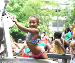 The Pier 6 Water Lab in Brooklyn Bridge Park draws plenty of preschoolers into its spray