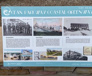 Placard about first resident of first resident of Oak Island.