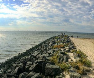 The Shore Parkway Greenway hiking trail leads to the beach