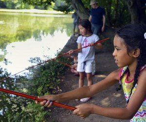 Join Prospect Park Alliance for the popular summer program Macy's Fishing Clinic, where families can go fishing in Brooklyn's Backyard. Photo courtesy of the Prospect Park Alliance