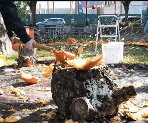 Dispose of your leftover pumpkins the fun and sustainable way at Pumpkin Smash. Photo courtesy of the NYC Parks Dept.