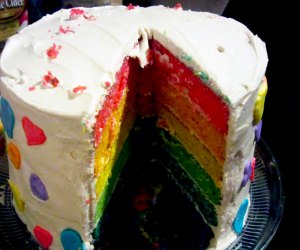 Birthday Cake Ideas for a Kids' Birthday Party: Tye-dye or rainbow dye your cake