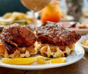A plate of chicken and waffles