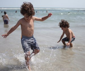 Kids in the water at Jacob Riis Beach