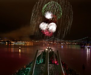 Battleship New Jersey offers incredible views of the Fireworks from across the bridge. Photo courtesy of R. Kennedy for Visit Philadelphia