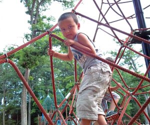 The rope climber is just one of the fun features at Rockwell Park. Photo courtesy of Bristol Parks and Recreation/Facebook
