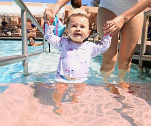 Baby swim classes get LA kids water safe, fast. Photo by Molly O'Keefe courtesy of the Rose Bowl Aquatics Center