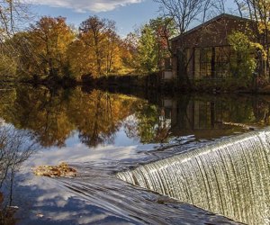 Near the Roundhouse hotel is this small waterfall.  Things to do in Beacon with kids