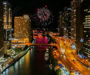 Navy Pier Fireworks as seen from downtown. Photo by Lou Stejskal via Flickr CC BY-NC-ND 2.0