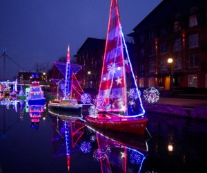 Lighted sailboats brighten Carroll Creek Park at Sailing through the Winter Solstice. Photo courtesy of the event.