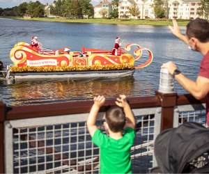 Check out Santa on his watercade at Holidays at Disney Springs.Photo courtesy of Disney