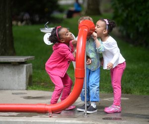New York Hall of Science Playground: Kids yelling into a tube