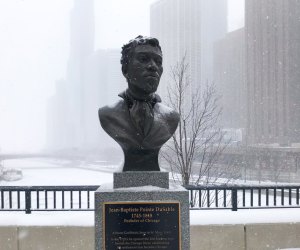Sculpture of Jean-Baptiste Dusable, founder of Chicago. Photo courtes