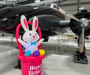 Bunny in front of a plane. Photo courtesy of the Lone Star Flight Museum