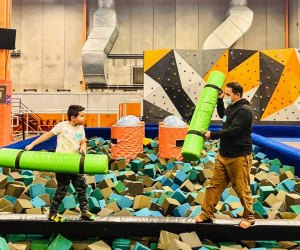 Try to keep your balance at Sky Zone Trampoline Park in Norwalk. Photo courtesy of Sky Zone