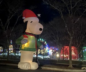 An inflatable Snoopy greets visitors to Westchester's Winter Wonderland