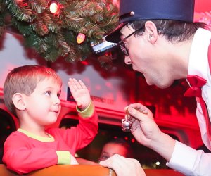 Say hi to the conductor before meeting Santa on the Southern California Polar Express Train Ride. Photo courtesy of the train