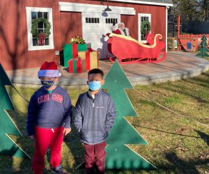 Santa is socially distanced at the Winter Wonderland Walk. Photo courtesy of Connecticut's Beardsley Zoo