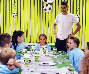 After an hour of intense fun on the fields, kids can chill out with drinks and cake at Sofive Soccer Center. Photo courtesy of the venue