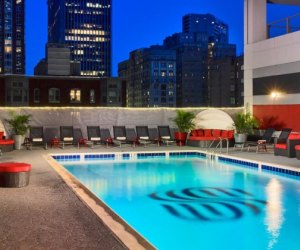 A rooftop pool makes for a refreshing break from Philly sightseeing at the Sonesta Philadelphia Rittenhouse Square