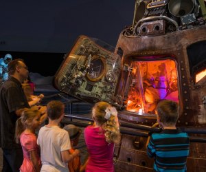 Stand close to historic flown spacecraft including the Apollo 17 command module, which was the last crewed mission to the moon. Photo courtesy of Space Center Houston.