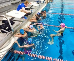 Long Island Premiere Swim School summer camp gets kids in the pool refining their strokes. Photo courtesy of the camp