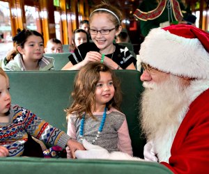 Meet Santa on the Christmas Tree Train in Ronks, Pennsylvania. Photo courtesy of the Strasburg Railroad