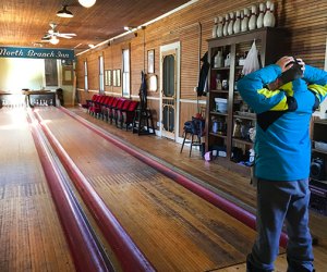 Even the bowling lanes are antique at North Branch Inn in the Catskills