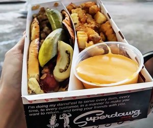 Get the signature Superdawg served by a carhop at Superdawg in Chicago