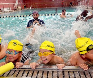 Kids can learn to swim for free through the NYC Parks Department. 