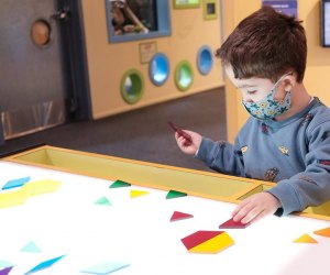 The tanagram exhibit at the Long Island Children's Museum helps little learners engage in spatial learning. Photo courtesy of the museum