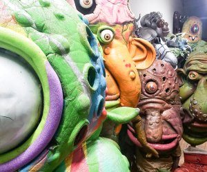 Photo of giant puppet creatures from Nazo Lab in Providence.