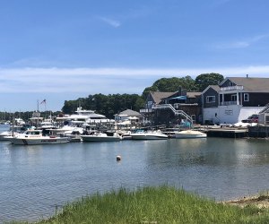 The harbor at Shelter Island Heights is a welcoming sight for visitors. 