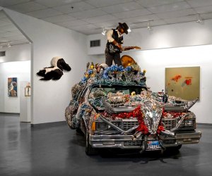 Then and Now installation at the Art Car Museum, photo courtesy of the museum