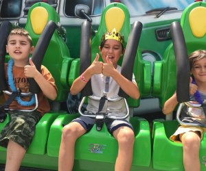 Kids tied up in an Adventureland Ride