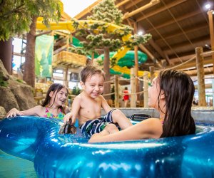 Timber Ridge Lodge in Geneva, Wisconsin features both an indoor water park and outdoor pools. 