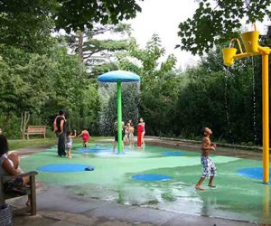 Long Island Playgrounds with Shade to Keep Cool Even the spray park has shade at Blumenfeld Family Park. Photo courtesy of the Town of North Hempstead